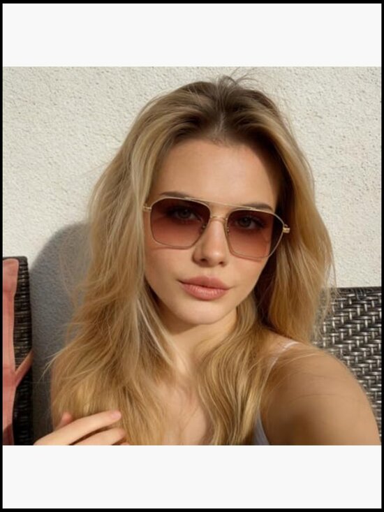 Classic Square Aviator Polarized Sunglasses Oversized Double Bridge Metal Frame
